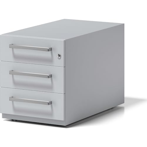 BISLEY Rollcontainer Note mit Griff, 3 Universalschubladen, Metall, 645 Lichtgrau, 77.5 x 42 x 49.5 cm von BISLEY