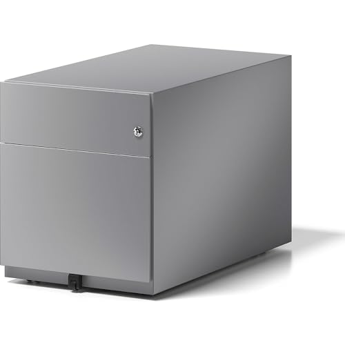 BISLEY Rollcontainer Note mit Griffleiste, 1 Universalschublade, 1 HR-Schublade, Metall, 355 Silber, 77.5 x 42 x 49.5 cm von BISLEY