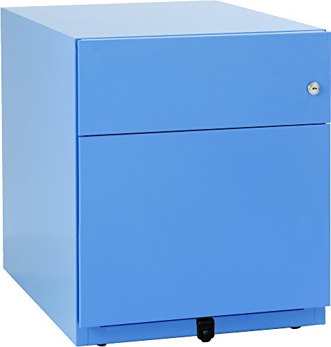 BISLEY Rollcontainer Note mit Griffleiste, 1 Universalschublade, 1 HR-Schublade, Metall, 605 Blau, 56.5 x 42 x 49.5 cm von BISLEY