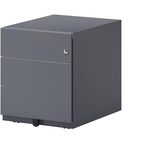 BISLEY Rollcontainer Note mit Griffleiste, 1 Universalschublade, 1 HR-Schublade, Metall, 634 Anthrazitgrau, 56.5 x 42 x 49.5 cm von BISLEY