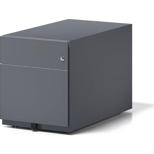 BISLEY Rollcontainer Note mit Griffleiste, 1 Universalschublade, 1 HR-Schublade, Metall, 634 Anthrazitgrau, 77.5 x 42 x 49.5 cm von BISLEY