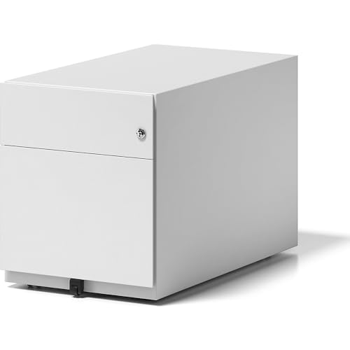 BISLEY Rollcontainer Note mit Griffleiste, 1 Universalschublade, 1 HR-Schublade, Metall, 696 Verkehrsweiß, 77.5 x 42 x 49.5 cm von BISLEY