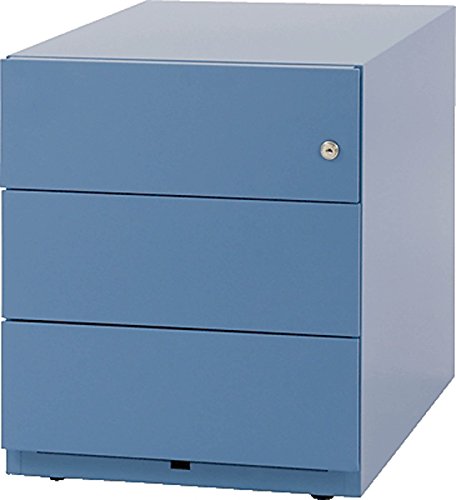 BISLEY Rollcontainer Note mit Griffleiste, 3 Universalschubladen, Metall, 605 Blau, 56.5 x 42 x 49.5 cm von BISLEY