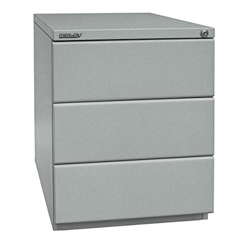 BISLEY Rollcontainer OBA mit 25 mm Top, 3 Universalschubladen, Metall, 355 Silber, 56.5 x 42 x 51.9 cm von BISLEY