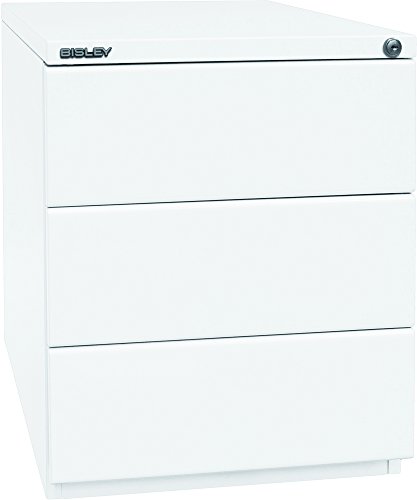 BISLEY Rollcontainer OBA mit 25 mm Top, 3 Universalschubladen, Metall, 696 Verkehrsweiß, 56.5 x 42 x 51.9 cm von BISLEY