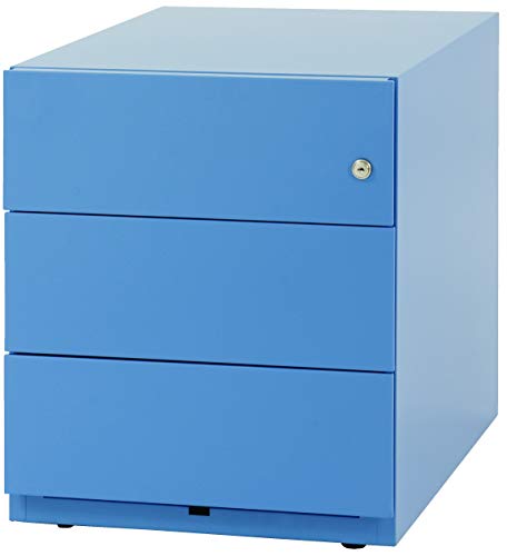 BISLEY Rollcontainer mit 3 Schüben in blau | Bürocontainer aus Metall abschließbar | Tischcontainer mit Rollen von BISLEY