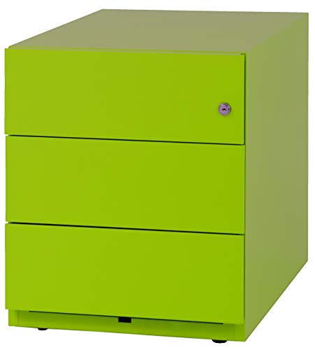 BISLEY Rollcontainer mit 3 Schüben in grün | Bürocontainer aus Metall abschließbar | Tischcontainer mit Rollen von BISLEY