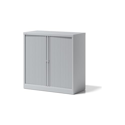 BISLEY Rollladenschrank Essentials mit 1 Fachboden für 2 Ordnerhöhen, Metall, Lg645 Rollladen/Korpus Lichtgrau, 47 x 100 x 100 cm von BISLEY