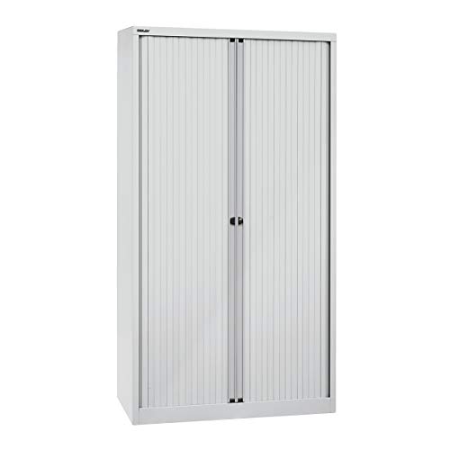BISLEY Rollladenschrank EuroTambour, 4 Fachböden, 5 OH, Metall, Lg645 Rollladen/Korpus Lichtgrau, 43 x 120 x 198 cm von BISLEY