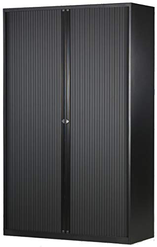 BISLEY Rollladenschrank EuroTambour, 4 Fachböden, 5 OH, Metall, 5633 Rollladen/Korpus Schwarz, 43 x 120 x 198 cm von BISLEY