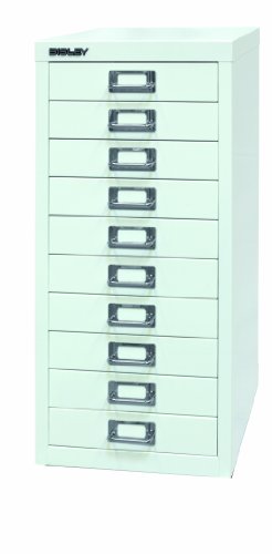 BISLEY Schubladenschrank 29 aus Metall mit 10 Schubladen | Schrank für Büro, Werkstatt und Zuhause | Stahlschrank in 11 Farben (Verkehrsweiß) von BISLEY