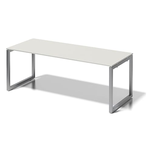 BISLEY Cito Schreibtisch, 740 mm höhenfixes O-Gestell, Metall, Gw355 Dekor Grauweiß, Gestell Silber, 80 x 200 x 85 cm von BISLEY