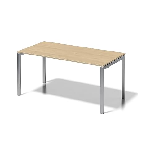 BISLEY Cito Schreibtisch, 740 mm höhenfixes U-Gestell, Metall, Mp355 Dekor Ahorn, Gestell Silber, 80 x 160 x 74 cm von BISLEY