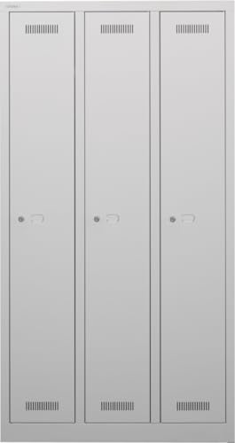 Bisley Garderobenschrank Monobloc 3 Abteile einstöckig lichtgrau von BISLEY