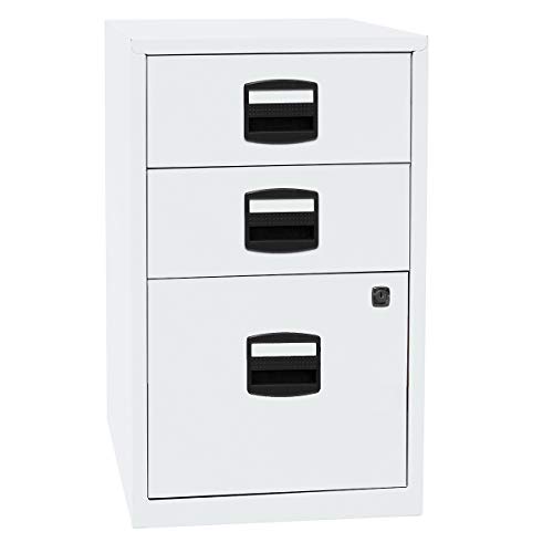 Bisley Home Beistellschrank PFA, 2 Universalschubladen, 1 HR-Schublade, Metall, 696 Verkehrsweiß, 40 x 41.3 x 67.2 cm von BISLEY