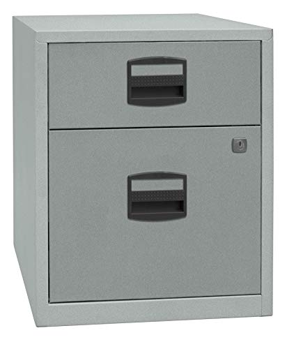 Bisley Home mobiler Beistellschrank PFA, 1 Universalschublade, 1 HR-Schublade, Metall, 355 Silber, 40 x 41.3 x 52.8 cm von BISLEY