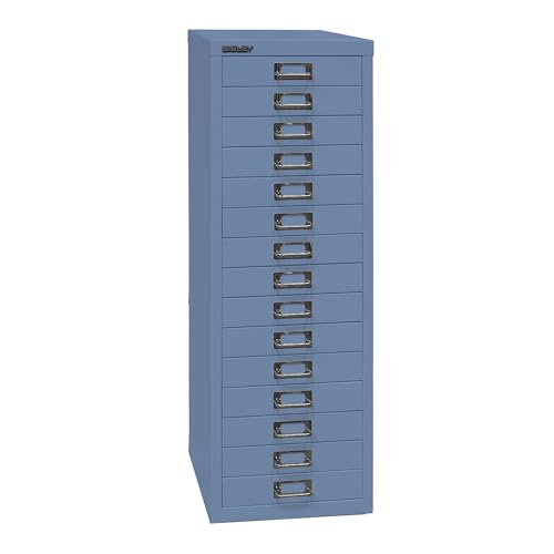 BISLEY MultiDrawer, 39er Serie, DIN A4, 15 Schubladen, Metall, 605 Blau, 38 x 27.9 x 86 cm von BISLEY