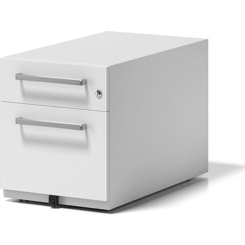 Bisley Rollcontainer Note mit Griff, 1 Universalschublade, 1 HR-Schublade, Metall, 696 Verkehrsweiß, 77.5 x 42 x 49.5 cm von BISLEY