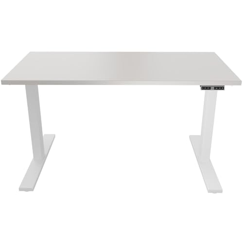 Höhenverstellbarer Schreibtisch E-WonderTech, EWT251408333007, Platte 007 lichtgrau, Gestell 396 weiß, H 630-1280 x B 1400 x T 800 Höhenverstellbarer Schreibtisch E-WonderTech, EWT251408333007, Platte 007 lichtgrau, Gestell 396 weiß, H 630-1280 x B 1400 x T 800 von BISLEY