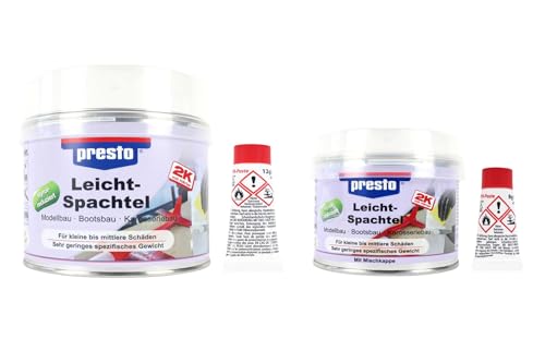 2K Leichtspachtel, 2 Komponenten Leicht-Spachtel für Reparatur Boot, Surfbrett, Karosserie auch aus Kunststoff, Modellbau, Menge/Gewicht:420g von BISOMO