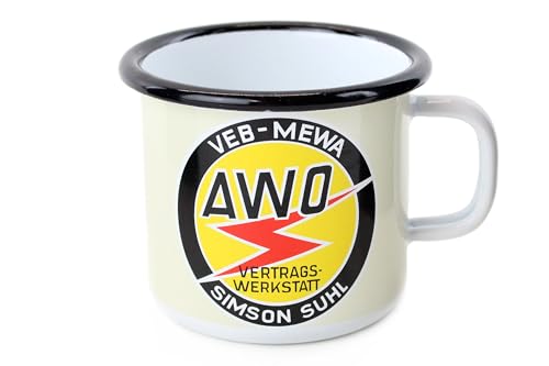 BISOMO Tasse AWO Vertragswerkstatt - emailliert - Simson Suhl - Retro von BISOMO