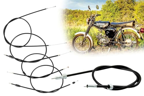 Bowdenzugsatz + Tachowelle 800mm, Bowdenzug Gas Bremse Kupplung Starter für Simson S50, 5-teilig von BISOMO