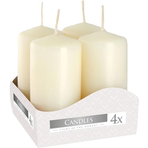 3 x Set mit 4 Pillar Candles 40 x 80 mm - Elfenbein von BISPOL