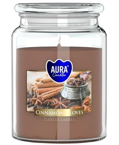 AURA GROSSE Duftkerze im Glas 100H CYNAMON - GÜNSTIGE von BISPOL