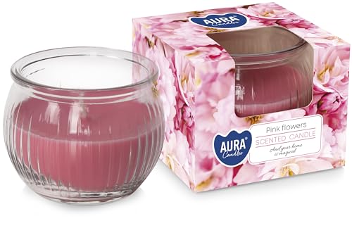Duftkerze im Glas BISPOL 18H ROSA BLUMEN von BISPOL