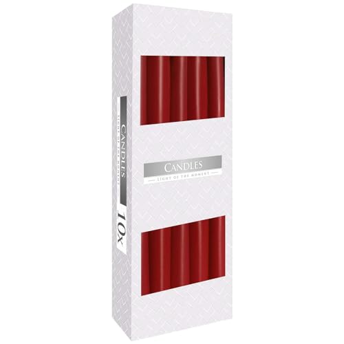 Spitzkerzen 10er Pack, ø 2,3 x 24,5 cm, Brenndauer ca. 7h (Burgund) von BISPOL