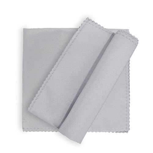 BIT.FLY Stoffservietten - Set von 20 Polyester Servietten mit Spitze 48x 48CM Für Restaurants Hotels Bankette Hochzeiten, Silbergrau von BIT.FLY