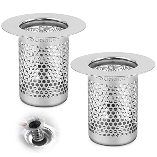 BITEFU 2 Stück Abflusssieb Dusche, 5cm Haarsieb Dusche Edelstahl, Abflusssieb Badewanne Spüle Abfluss, Einsetzbar für Küche, Bad, Balkonbodenablauf von BITEFU