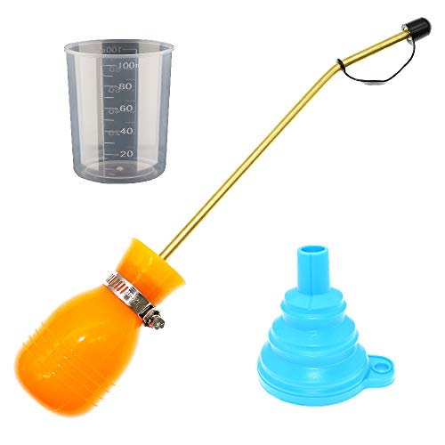 BITEYI Pulver Düse Hand-Stäubepumpe Ungezieferpuder Tropfpipette Insektizid Applikator gegen Ameisen Schädlinge-aus Silikon und Kupfer (Orange) von BITEYI