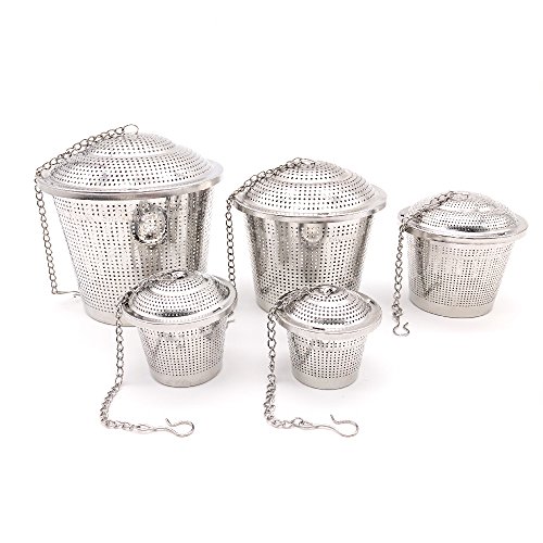 BITEYI Tee-ei Sieb Teesieb Edelstahl Ultrafeines Teefilter und Haken,für Losen Tee(5er-Set) von BITEYI