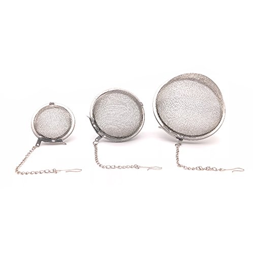 BITEYI Tee-ei Teesieb Edelstahl Kugelförmig Teefilter Kräutern Gewürzen Sieb und Haken,für Teeblätter(3er-Set) von BITEYI