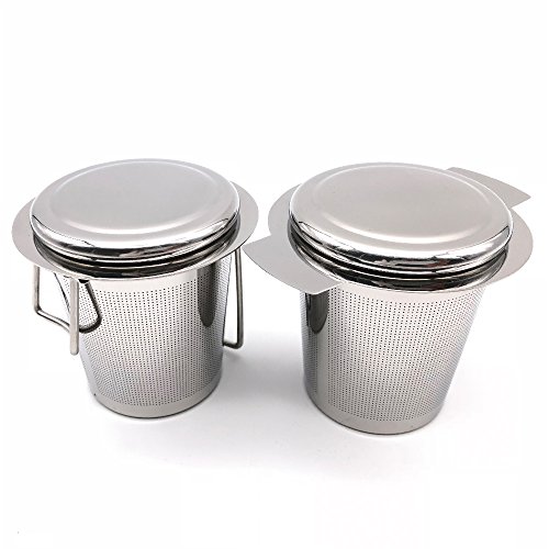 BITEYI Teesieb Teefilter Edelstahl Sieb und Deckel/Abtropfschale,Superfeines Gitter Faltbare Griffgestaltung Zwei Griffe,für Losen Tee(2er-Set) von BITEYI