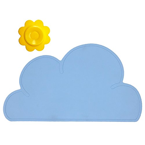 BITEYI Wolken-Form Silikon Kinder Wasserdicht Platzdeckchen Potholder Rutschfestes Essensmatte (Blau) von BITEYI