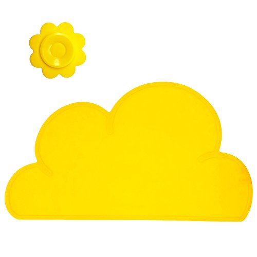 BITEYI Wolken-Form Silikon Kinder Wasserdicht Platzdeckchen Potholder Rutschfestes Essensmatte (Gelb) von BITEYI