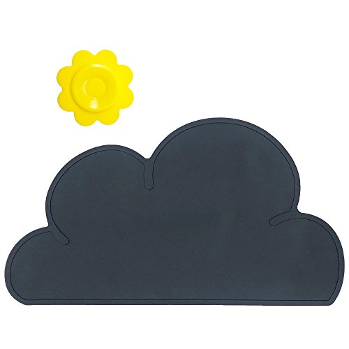BITEYI Wolken-Form Silikon Kinder Wasserdicht Platzdeckchen Potholder Rutschfestes Essensmatte (Schwarz) von BITEYI