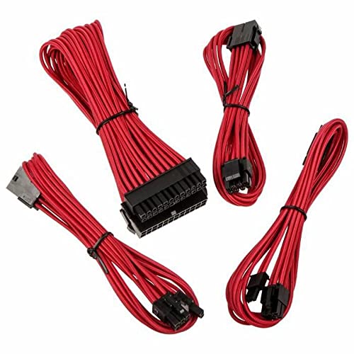 BitFenix Alchemy 2.0 Verlängerungs-Kit, Extension Sleeved Cable Kit PC, Kabelorganisation, Kabelsleeves PC, 1x 24-Pin / 1x 4+4-Pin / 2x 6+2-Pin, rot von BITFENIX