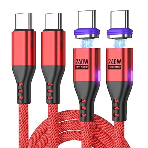 240W Magnet Ladekabel USB C [2Stück 1m] 16PIN Ladekabel Magnetisch Superschnelle Aufladung Magnetisches USB C Ladekabel 48V/5A Schnelllade und Datenübertragungs für Phone 15/Samsung S22/MaBook (1m*2) von BITHAI