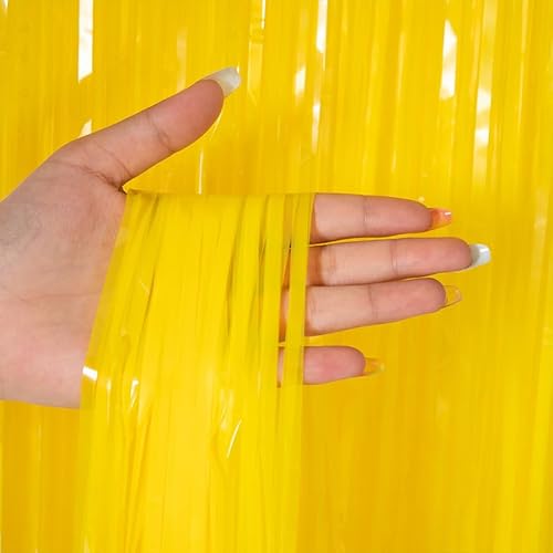 BITHAI Lametta Vorhänge Bunt Glitzer, 2 Stück Metallische Glitzervorhang Fringe 1m x 2m, Glitzer Tinsel Curtain,Folienfransen Vorhang für Weihnachtsbaum (Makronengelb) von BITHAI