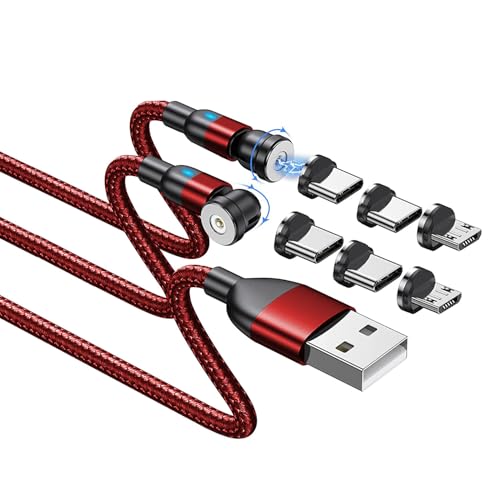 BITHAI Ladekabel Magnetisch, Magnet Ladekabe l 2Stück 360° und 180° Drehbar Magnetisches USB Ladekabel für Typ C/Micro USB/Smartphone (1M*2) von BITHAI