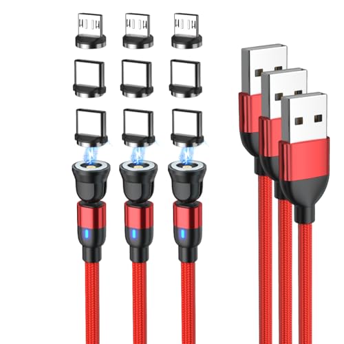 BITHAI Magnet Ladekabel 360&180 Magnetisches USB Ladekabel (3 Stück) 2 in 1 Magnetisches Datenkabel für Typ C/Micro USB (1M*3) von BITHAI
