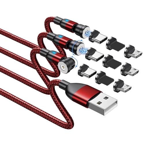 BITHAI Magnetisches Ladekabel 3 in 1 USB Magnet Ladekabel [3Stück 2M] 360&180 Magnetkabel Nylon Geflochten Magnetisch für Typ C/Micro USB/i-Products von BITHAI