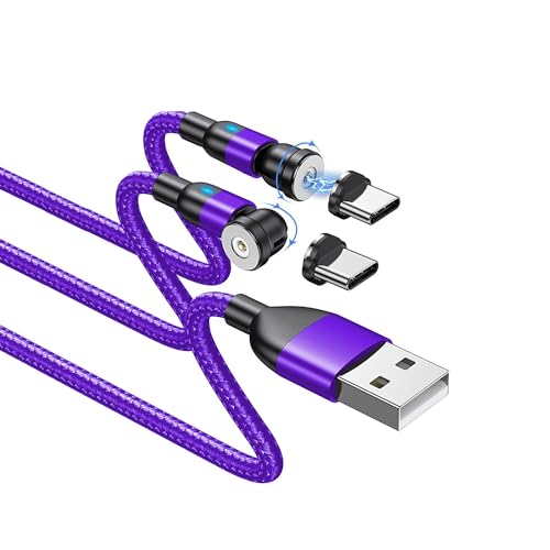 BITHAI Magnetisches USB-C-Ladekabel 2 Stück 2.4 A magnetisches USB-Kabel mit Typ-C-Adapter, Nylon-geflochtenes Magnet-Ladekabe (2m*2) von BITHAI