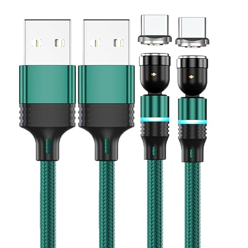 BITHAI Magnetisches USB-C-Ladekabel 2 Stück 3 A magnetisches USB-Kabel mit Typ-C-Adapter unterstützt QC 3.0 Schnelllade-Datentransfer Nylon-geflochtenes Magnet-Ladekabe (1m*2) von BITHAI