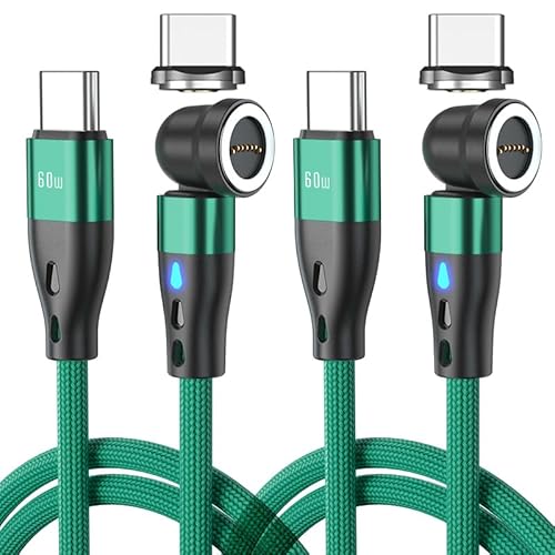 BITHAI USB C Magnet Ladekabel 360&180 PD60W(2Pack, 1.8m/1m) Schnellladung USB C auf Typ C Magnetkabel für Typ C Laptop Tablet Smartphone von BITHAI
