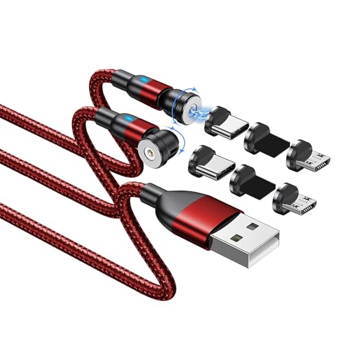 Magnetisches Ladekabel 3 in 1 Magnetisches Ladekabel [2 Stück ] 360&180 Magnetkabel Ladekabel Magnetisch für Micro USB/Typ C/iProducts/Huawei (0.5m*2) von BITHAI
