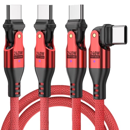 USB C auf USB C Kabel 1m[240W 48V/5A] Winkel, PD3.1&QC4.0+, 180 Grad Schnellladekabel 140W 100W für iPhone16 15/Pro Max/Plus, Samsung S24 Ultra S23 S22 S21, MacBook Pro/Air, iPad Pro/Air/Mini (1m*2) von BITHAI